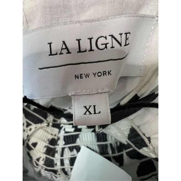 La Ligne Women's Black White Sleeveless Cotton Bee Midi Dress Size XL NWOT - Picture 8 of 10